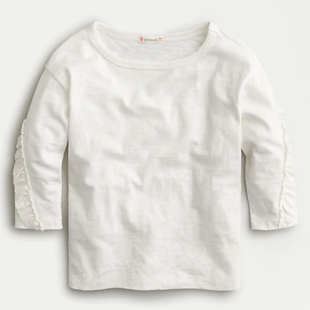 J. Crew - Crewcuts 3/4 Ruffle Sleeve Shirt in color Ivory - Size 16